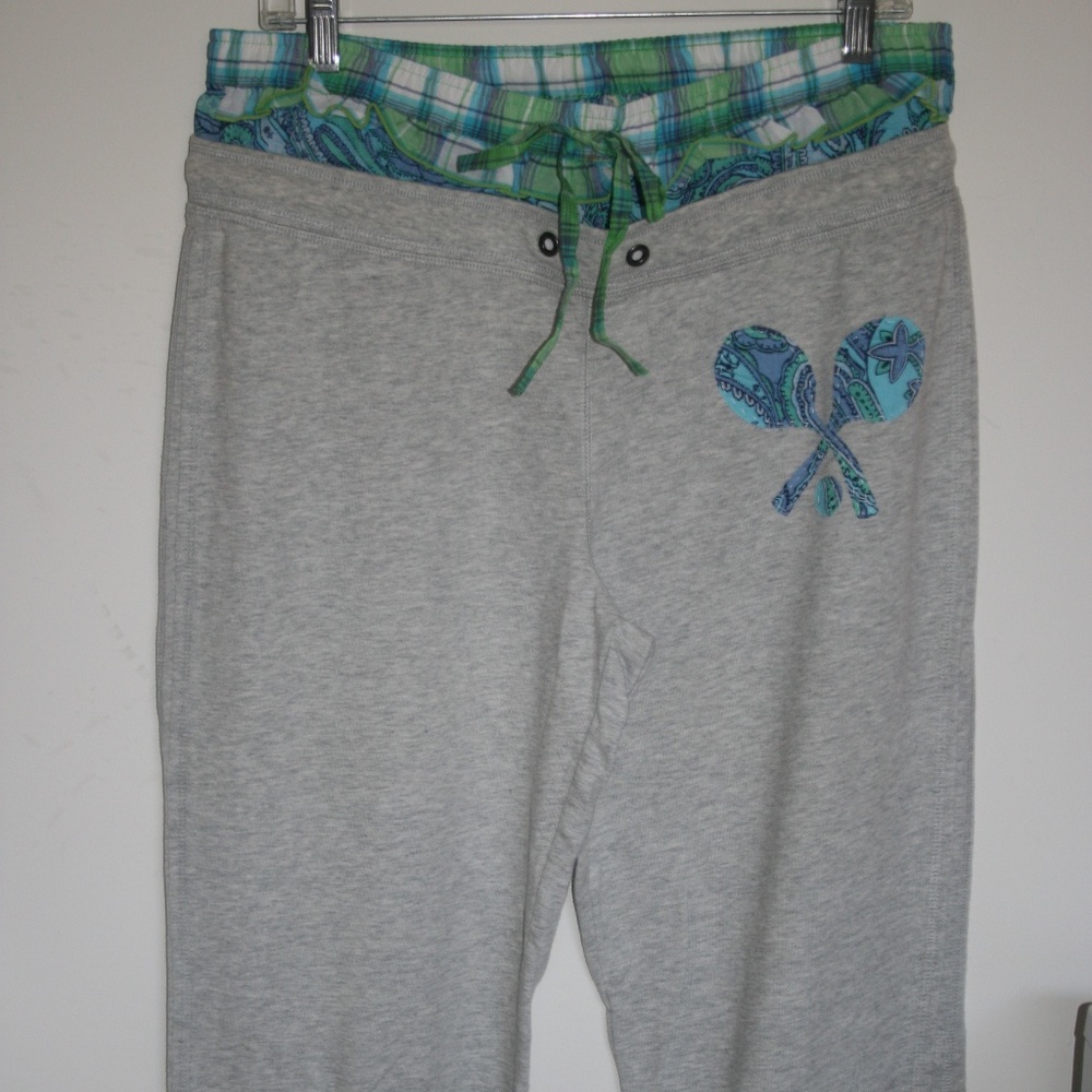 Hand Made Upcycled Sweatpants with Tennis Applique